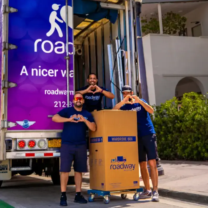 Roadway Moving truck being loaded