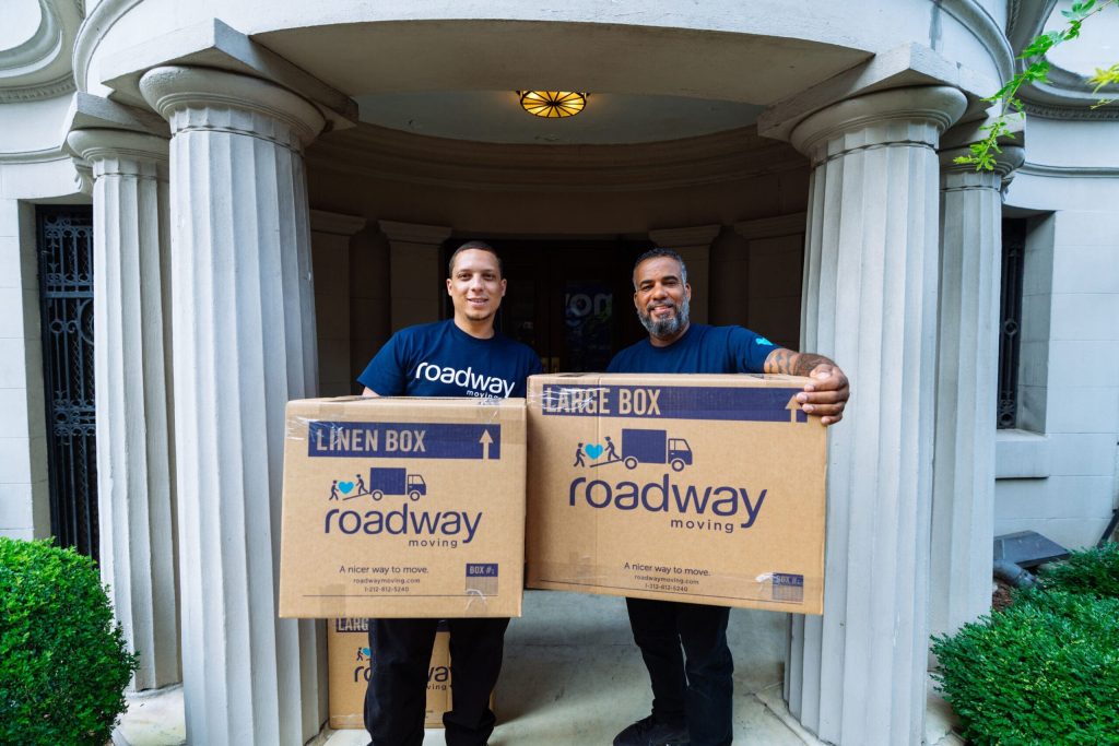 Roadway Moving team with professional packing boxes
